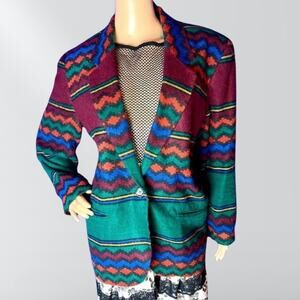 Vintage 90s Index By Melrose Aztec Southwest Blanket Blazer